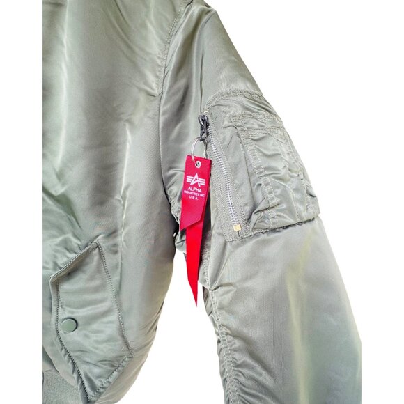 Alpha Industries Ma-1 Bomber Jacket Olive Green Reversible Lined Unisex XS Nylon - Picture 14 of 16